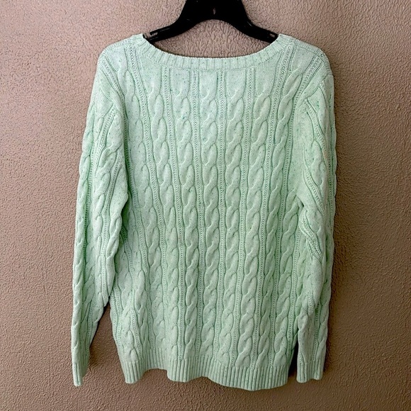 Women’s Lands End Cable Knit Drifter Sweater, XL/T, Mint Green - Picture 5 of 5